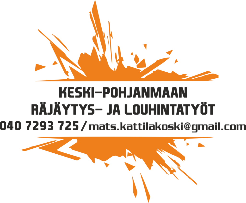 Keski pohjanmaan rajaytys ja louhintatyot lehtimainoslogo musta oranssi